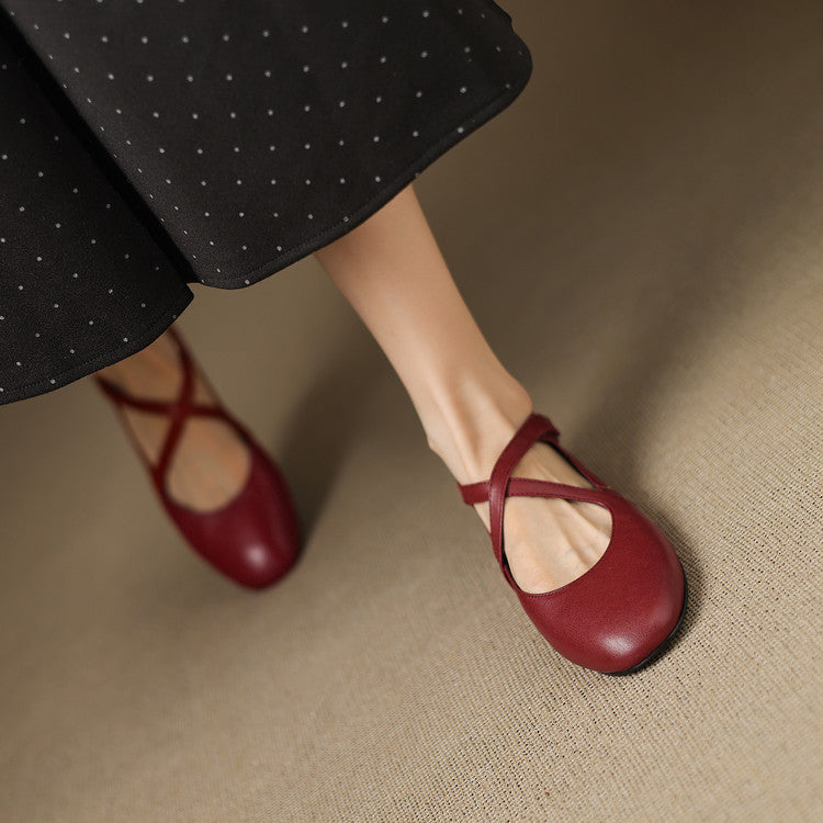 Elsie - Crossover Strap Flat Shoes