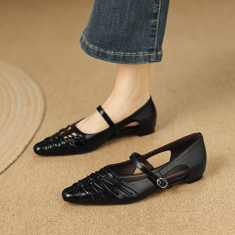 Vivienne - Pointed Toe Strap Flats