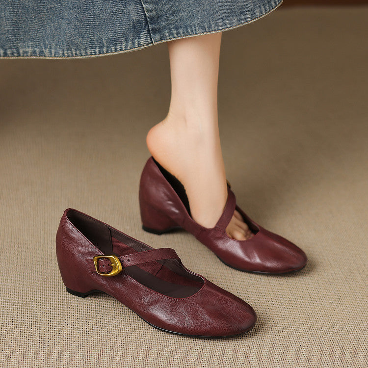Clara - Buckled Low Heel Mary Jane Shoes