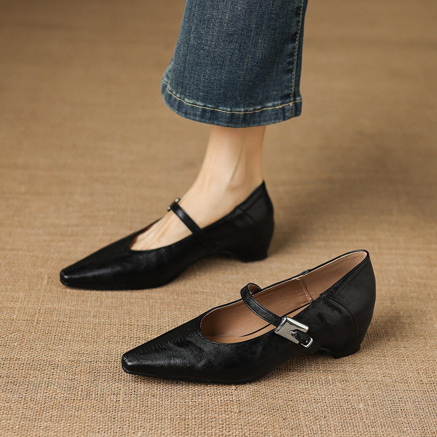 Cora - Pointed Toe Mary Jane Flats