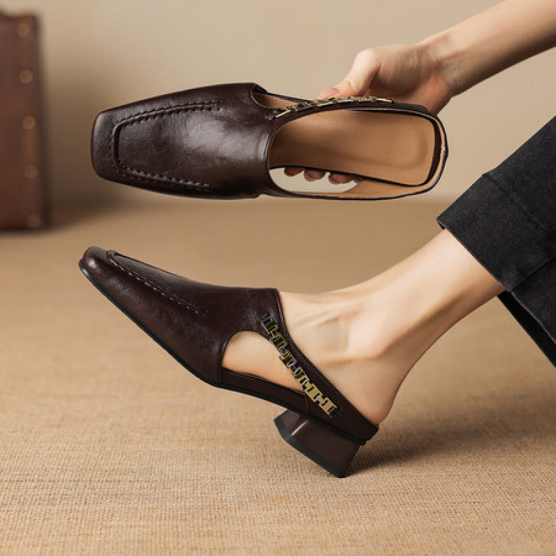 Greta - Square Toe Slingback Mules