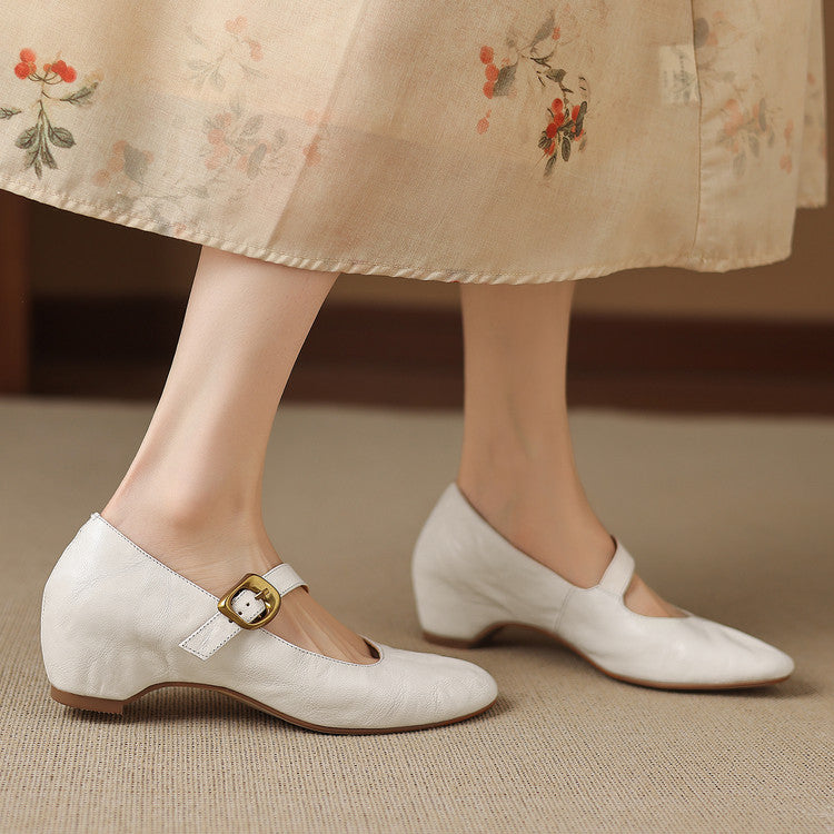Clara - Buckled Low Heel Mary Jane Shoes