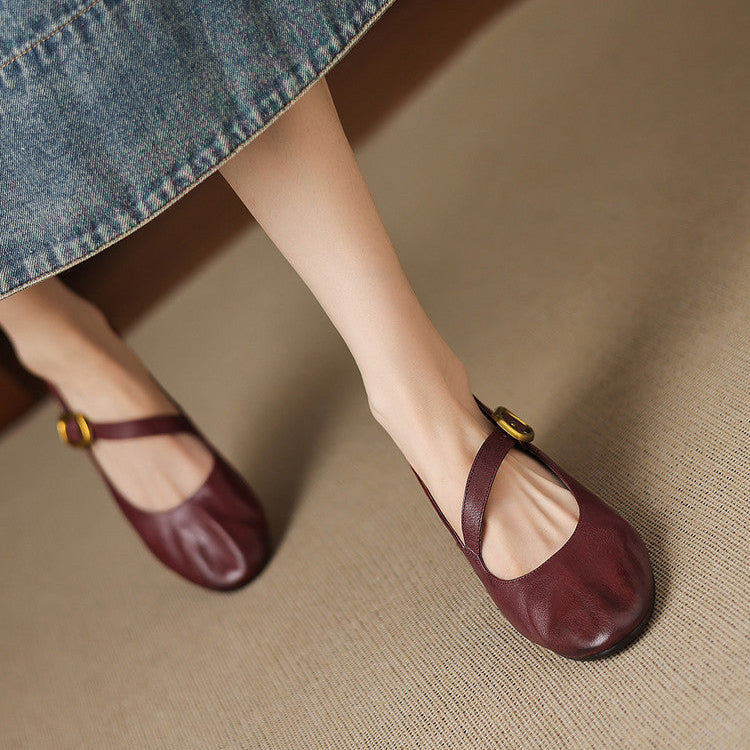 Clara - Buckled Low Heel Mary Jane Shoes