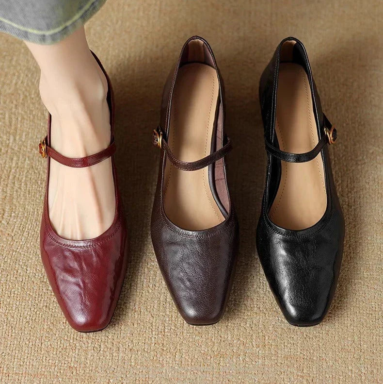 Darcie - Buckled Block Heel Mary Jane Shoes