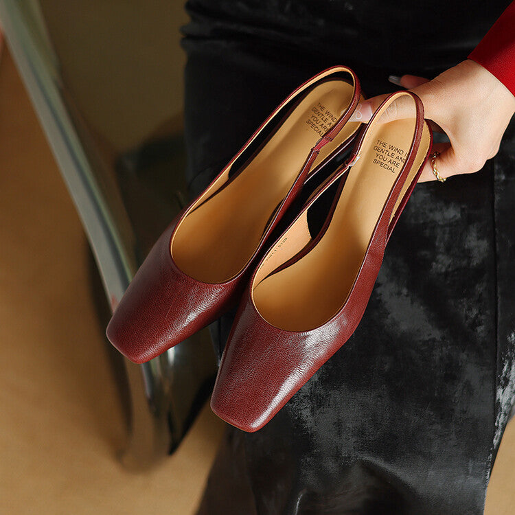 Eliza - Square Toe Slingback Heels