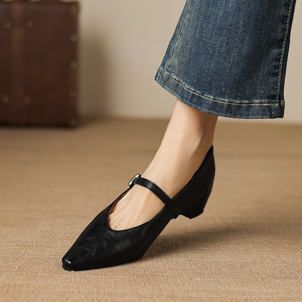 Cora - Pointed Toe Mary Jane Flats