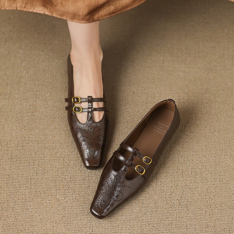 Ottilie - Brogue Detail Double-Strap Mules