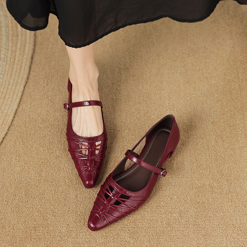 Vivienne - Pointed Toe Strap Flats