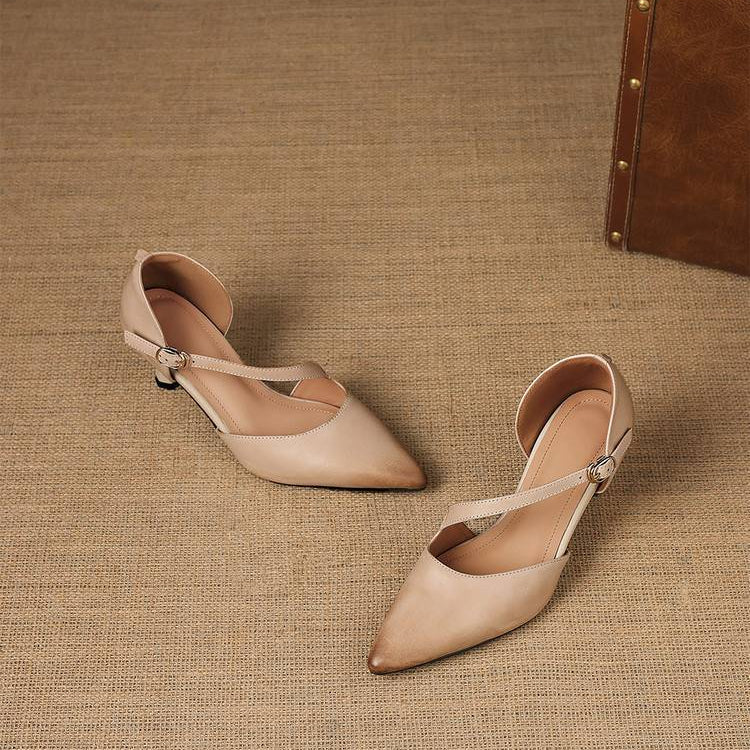 Annabel - Pointed Toe Crossover Strap Heels