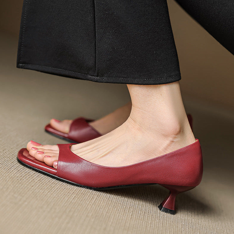 Margot - Peep Toe Kitten Heels