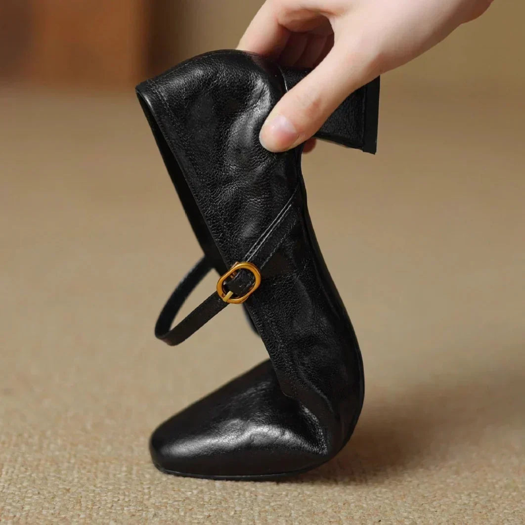 Darcie - Buckled Block Heel Mary Jane Shoes