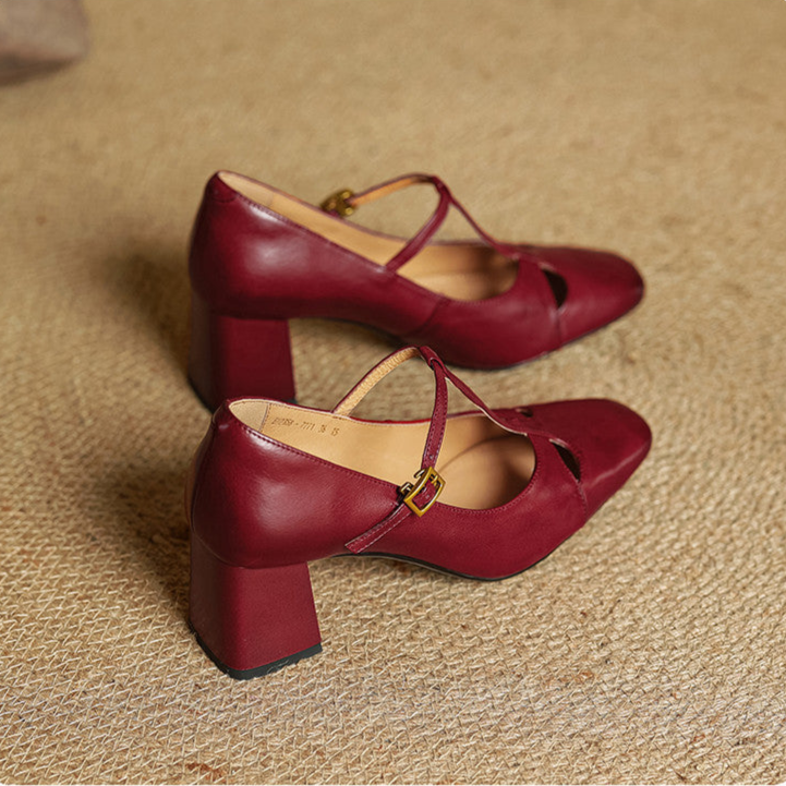 Bryony - T-Bar Block Heel Shoes