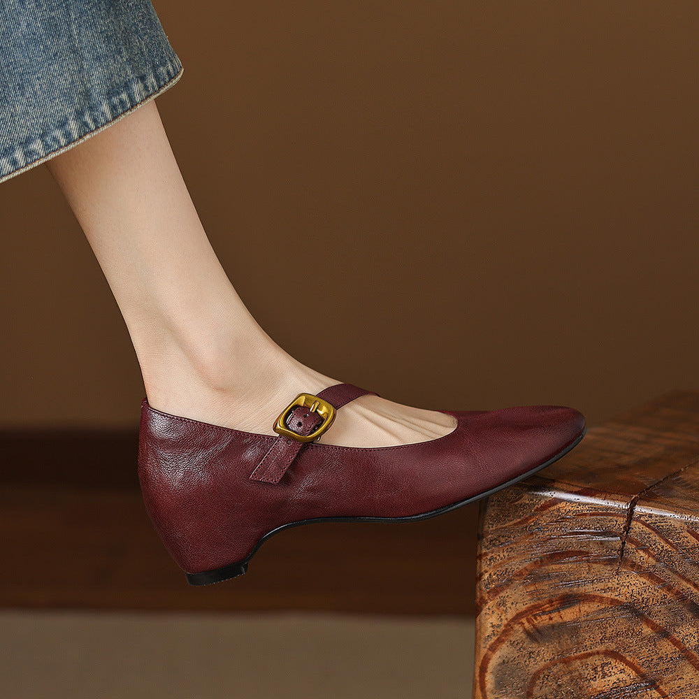 Clara - Buckled Low Heel Mary Jane Shoes
