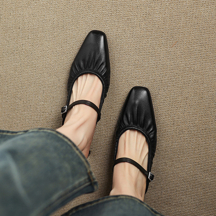 Saskia - Ruched Strap Heeled Mules