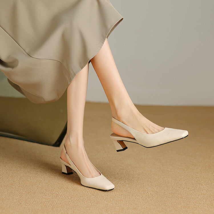 Eliza - Square Toe Slingback Heels
