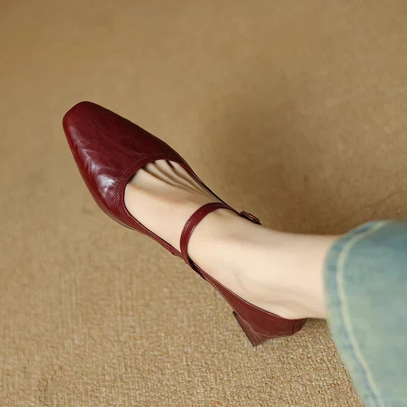 Darcie - Buckled Block Heel Mary Jane Shoes