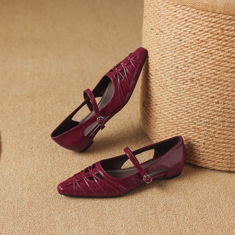 Vivienne - Pointed Toe Strap Flats