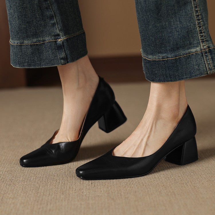 Victoria - Pointed Block Heel Shoes
