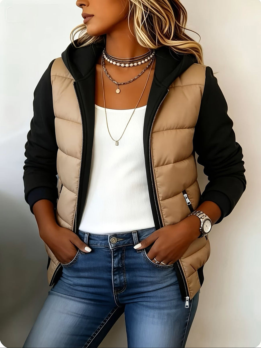 Nina | Quilted Colour-Block Hooded Jacket
