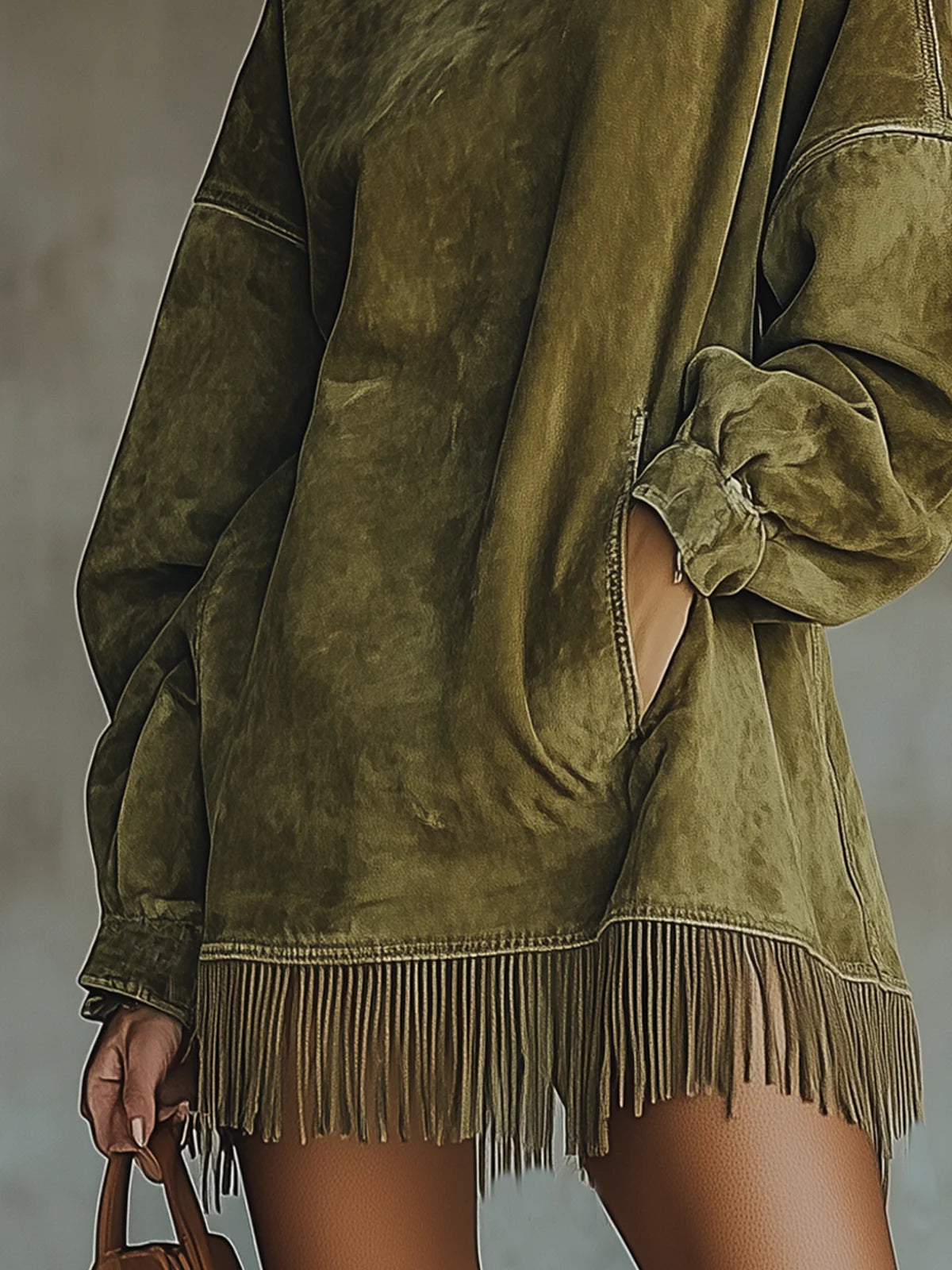 Orla - Faux Suede Fringed Mini Dress