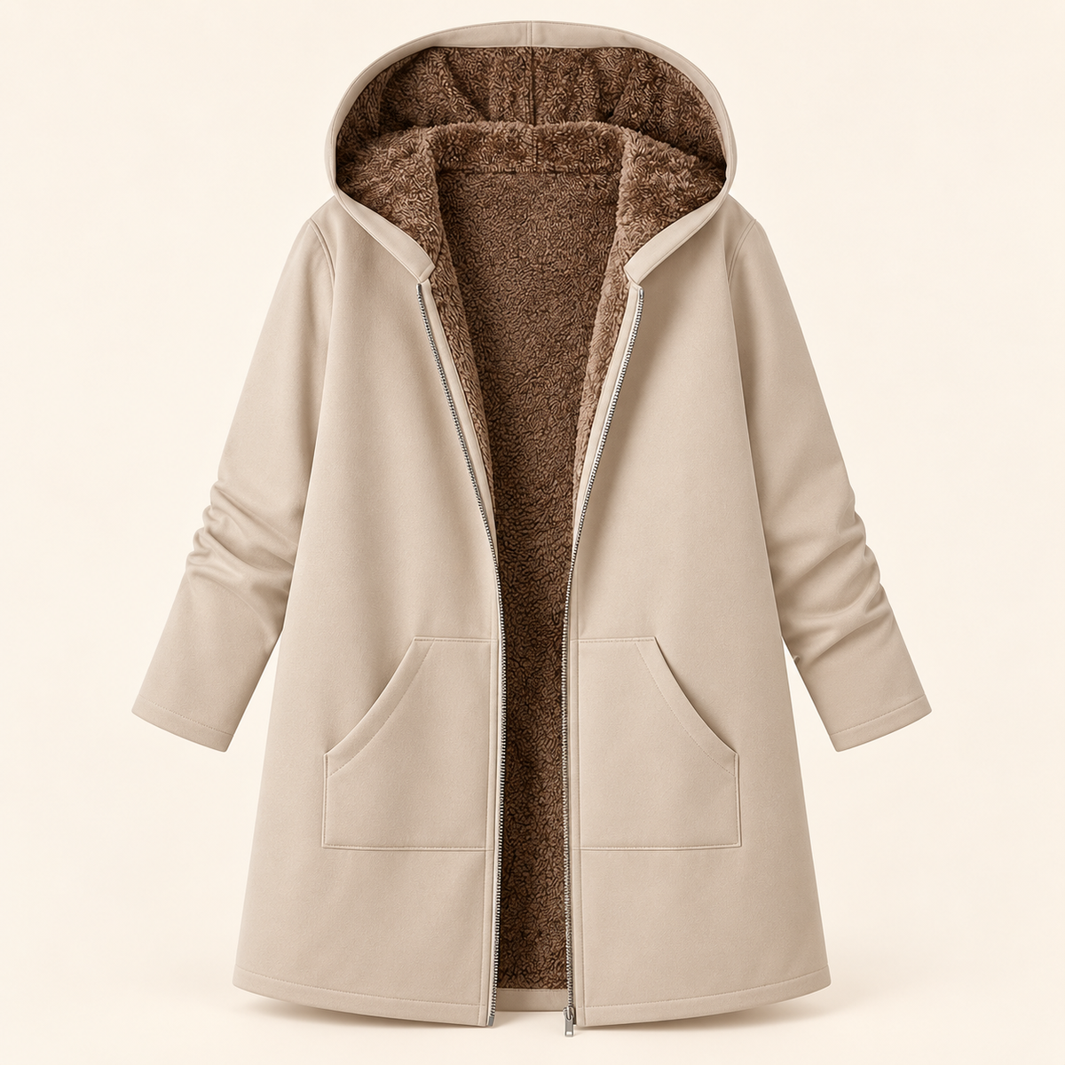 Evelyn | Warm Sherpa-Lined Hooded Coat