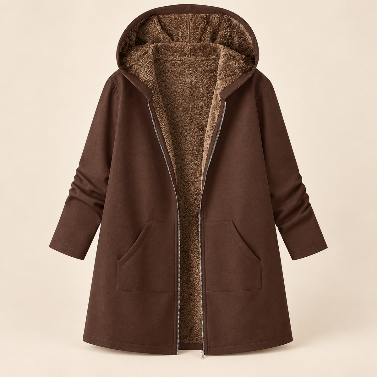 Evelyn | Warm Sherpa-Lined Hooded Coat