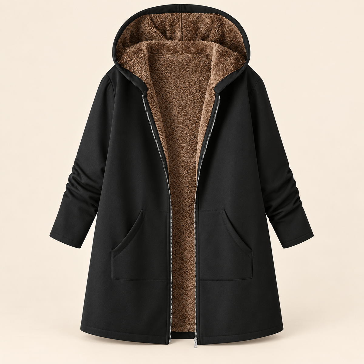 Evelyn | Warm Sherpa-Lined Hooded Coat