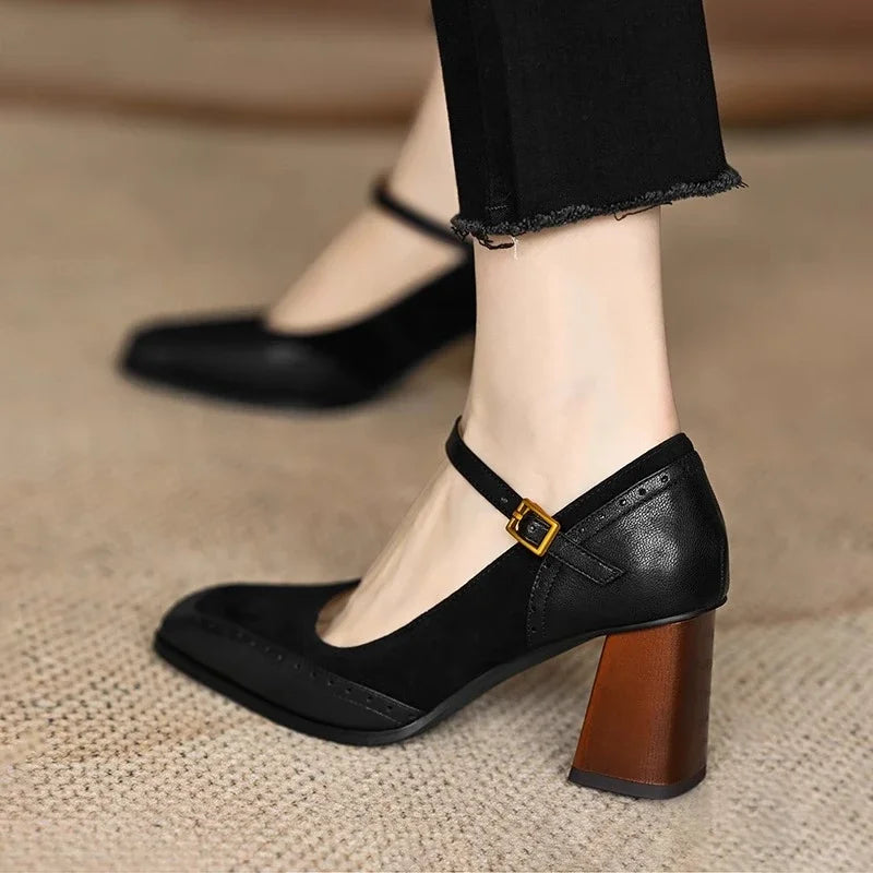 Florence - Square Toe Block Heel Shoes