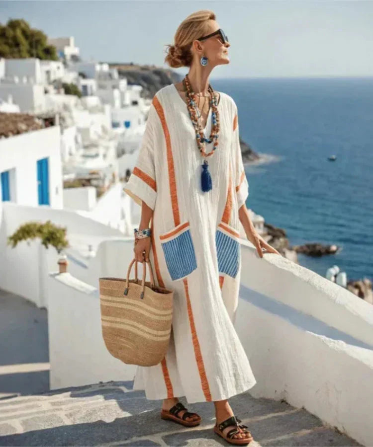 Isla - Striped Kaftan Maxi Dress