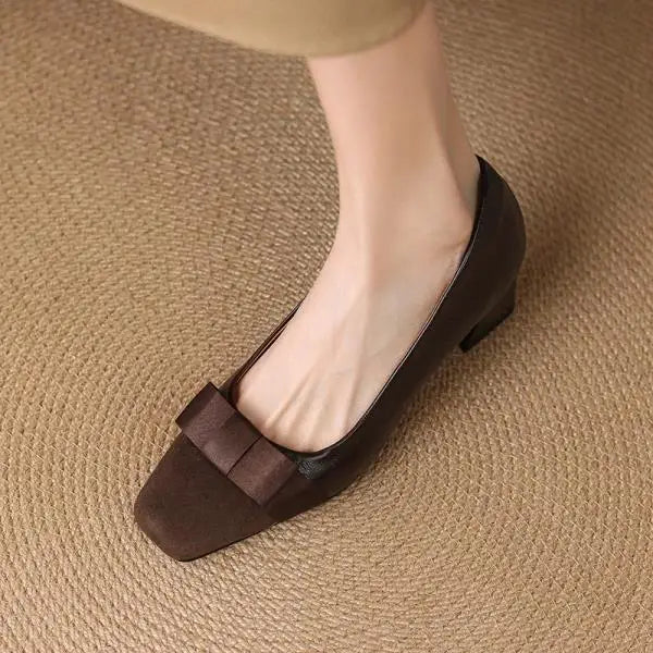 Elodie - Bow-Front Block Heel Shoes