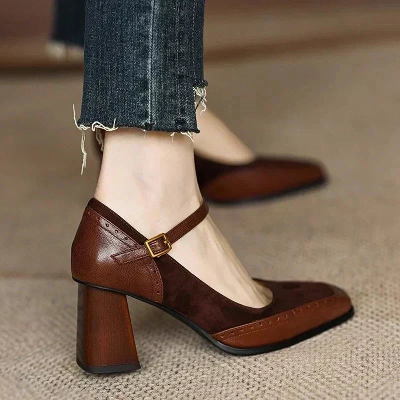 Florence - Square Toe Block Heel Shoes