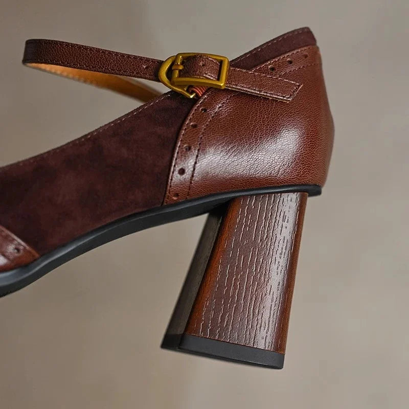 Florence - Square Toe Block Heel Shoes