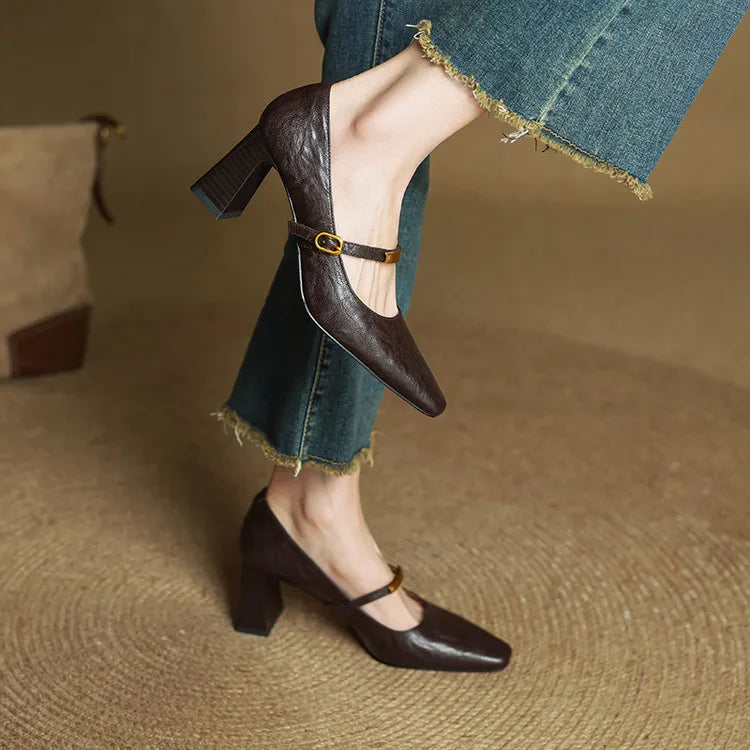 Philippa - Block Heel Mary Jane Shoes