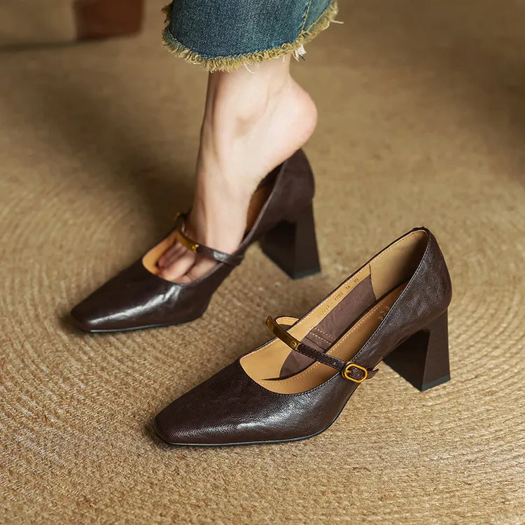 Philippa - Block Heel Mary Jane Shoes