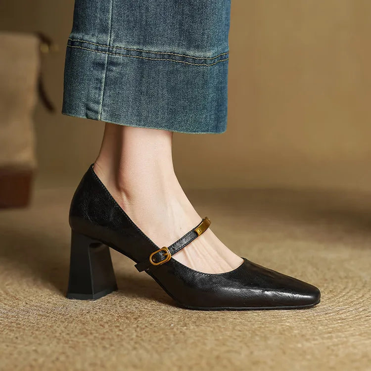 Philippa - Block Heel Mary Jane Shoes
