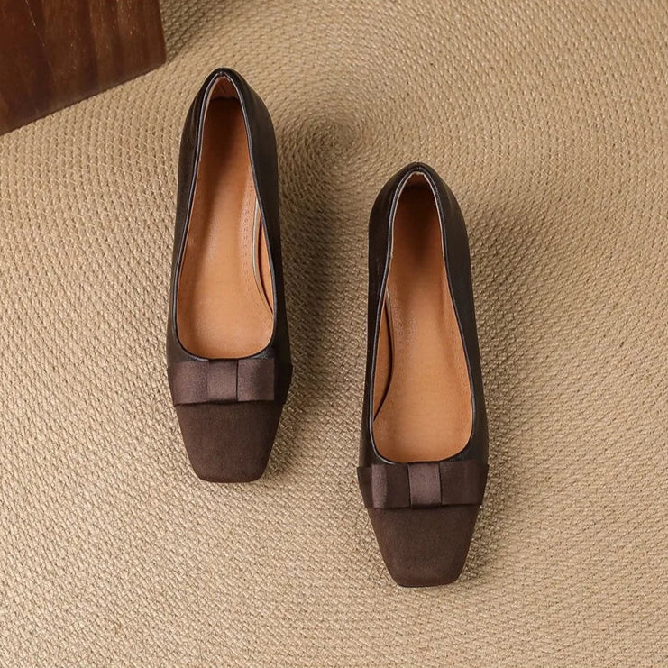 Elodie - Bow-Front Block Heel Shoes