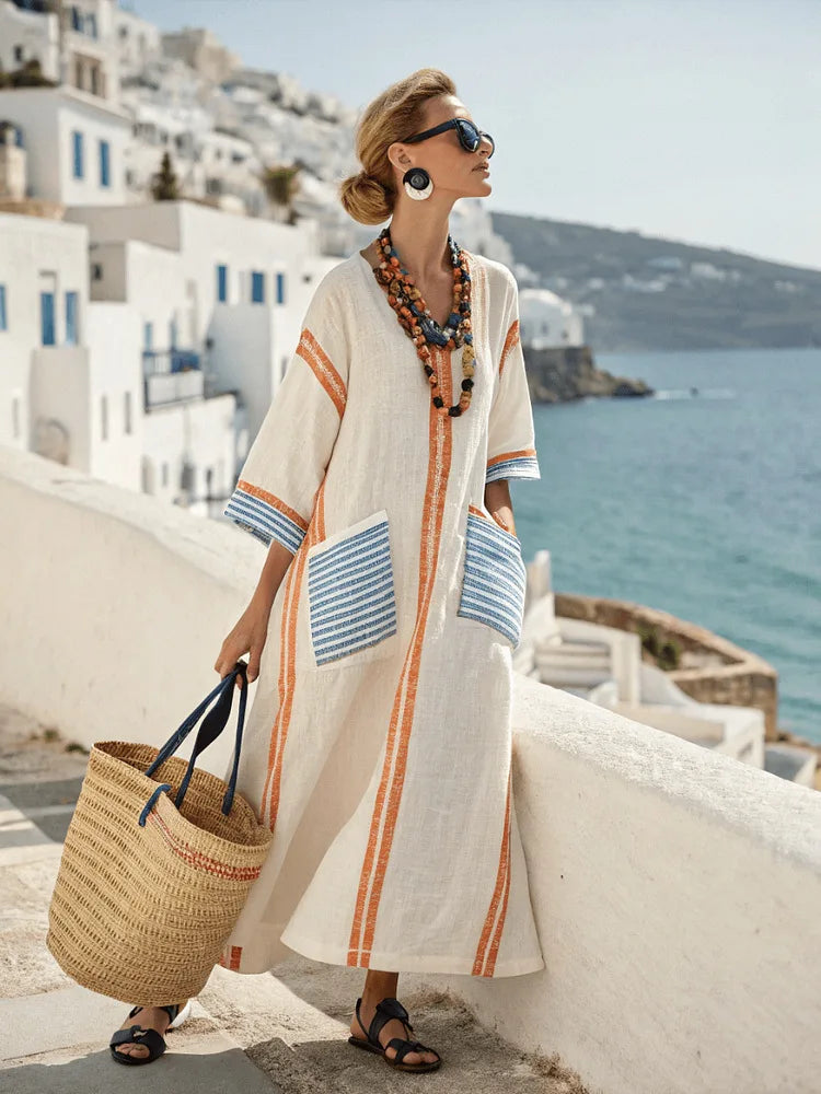 Isla - Striped Kaftan Maxi Dress