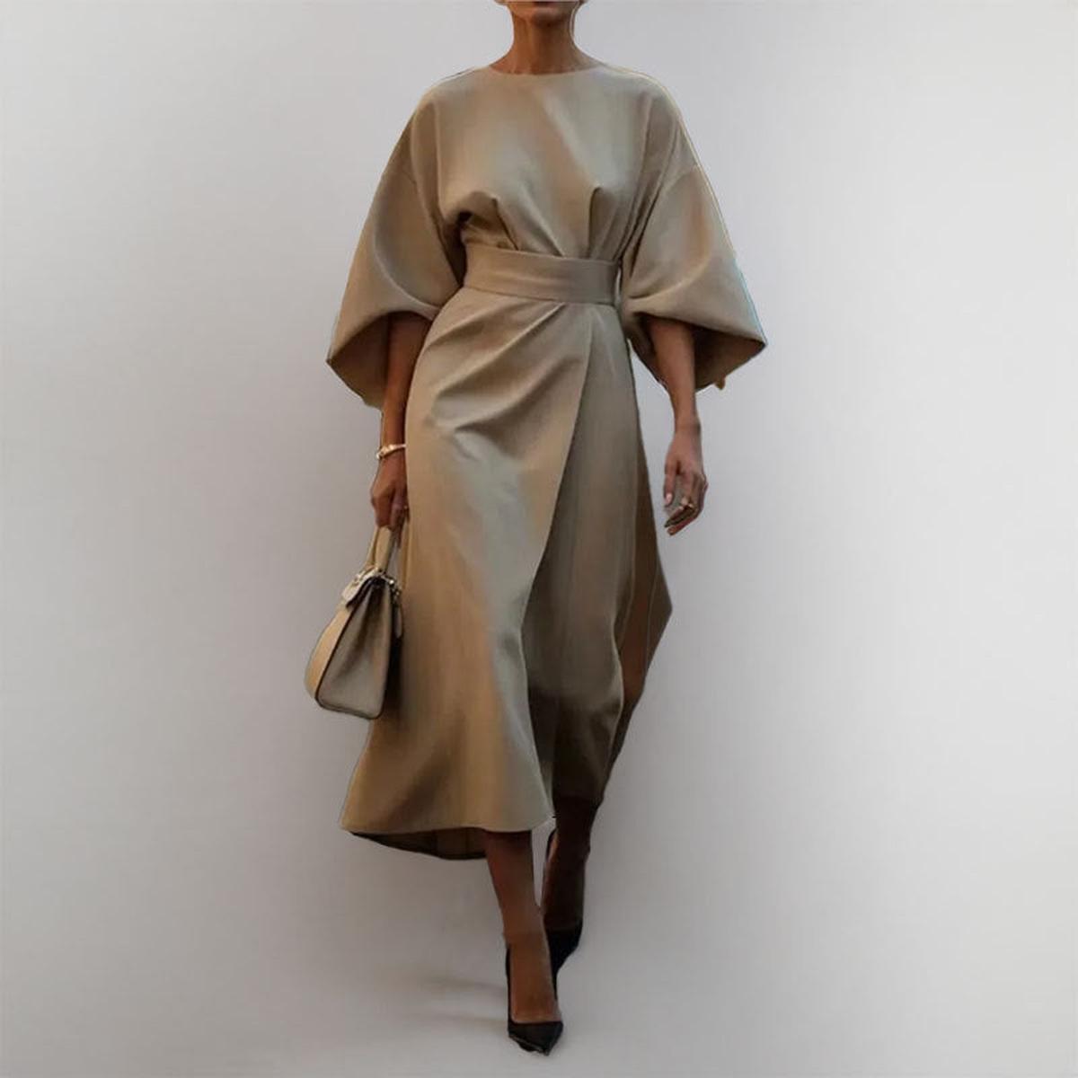 Eldra - Satin Feel Batwing Sleeve Maxi Dress