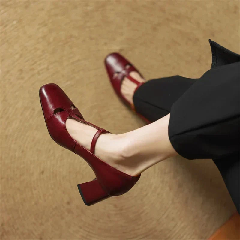 Bryony - T-Bar Block Heel Shoes