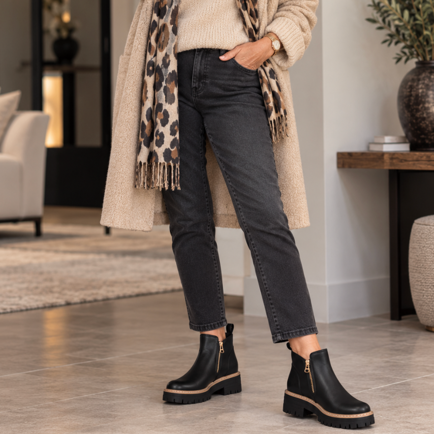 Rosi | Comfortable Wedge Ankle Boots with Side Zip