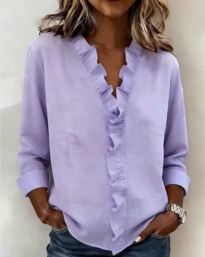 Odette - Ruffled V-Neck Blouse