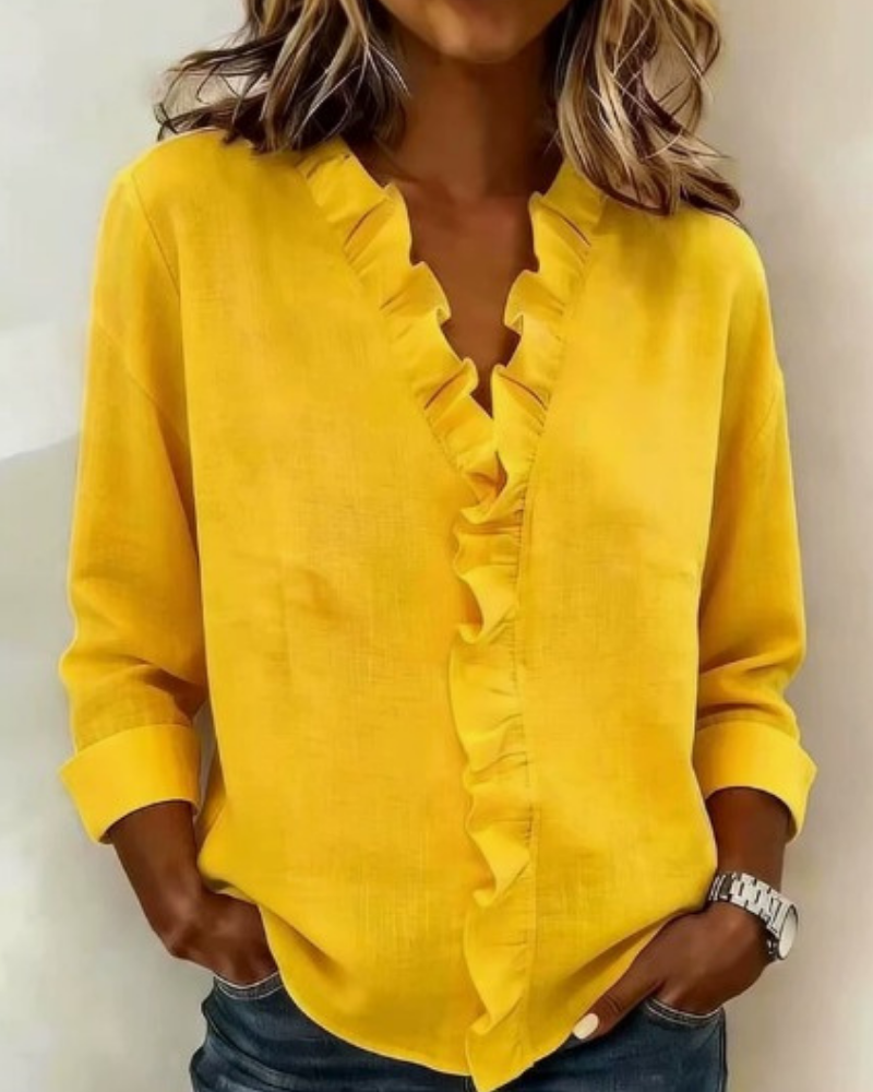 Odette - Ruffled V-Neck Blouse