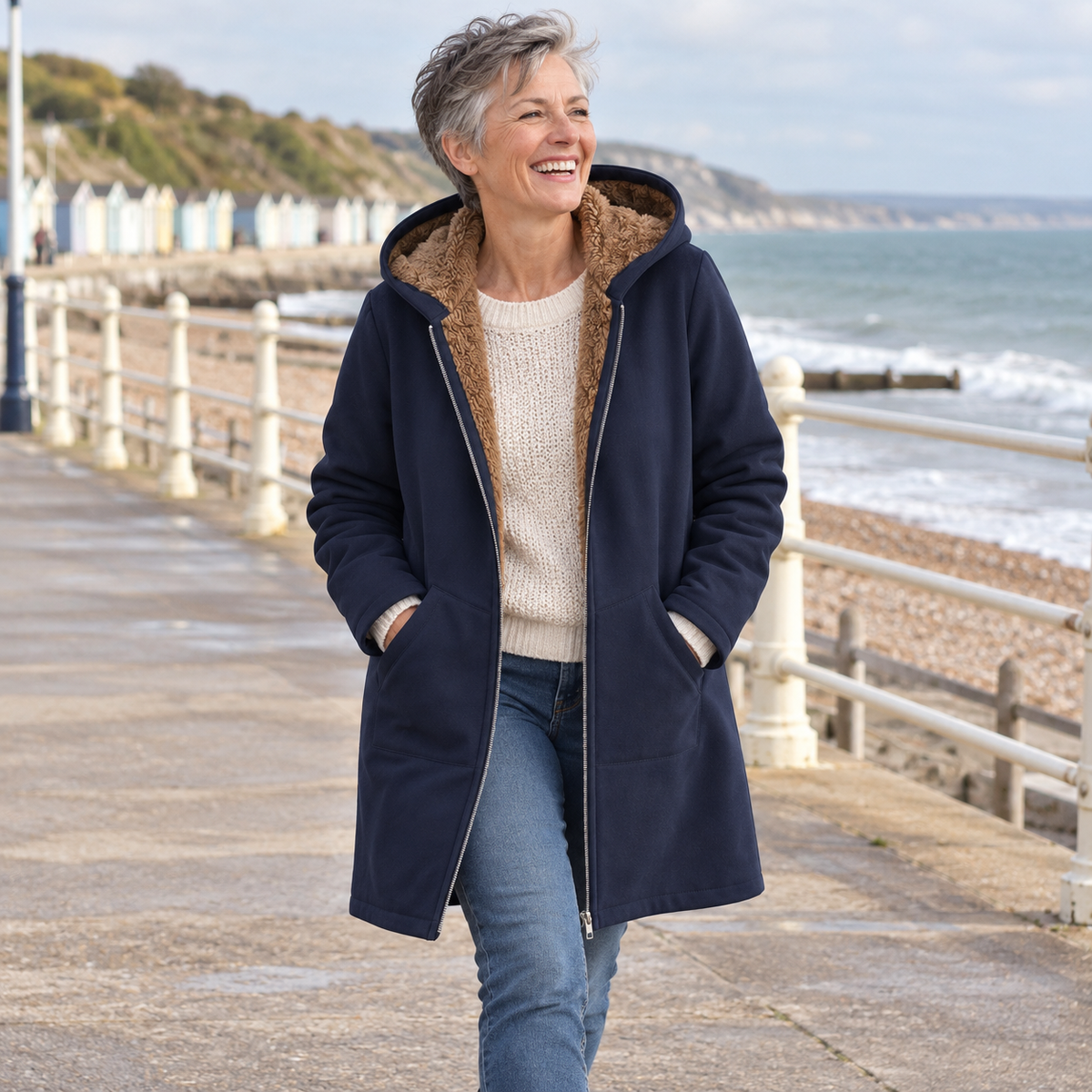 Evelyn | Warm Sherpa-Lined Hooded Coat
