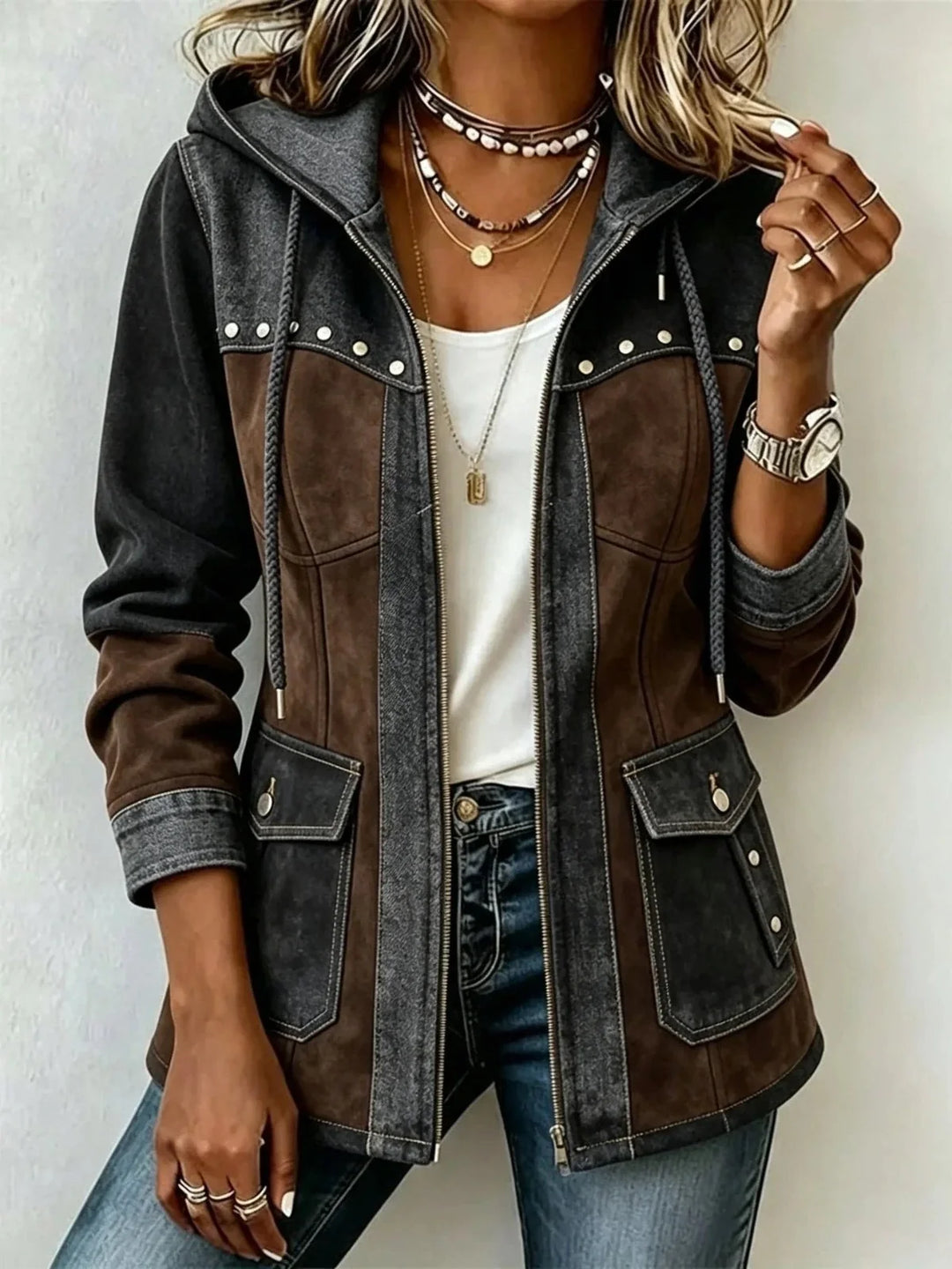 Lyndsay | Hooded Jacket with Contrast Panels