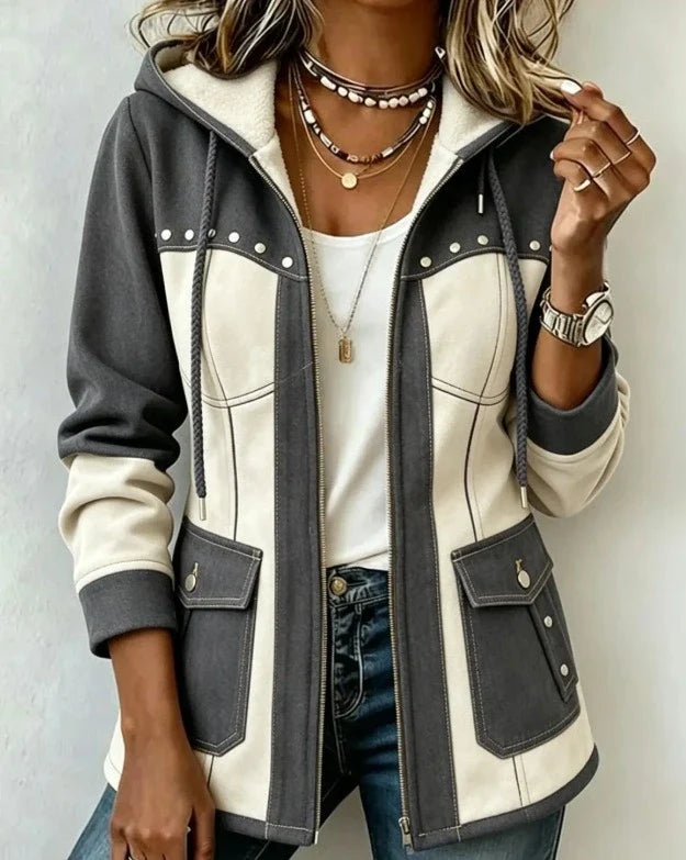Lyndsay | Hooded Jacket with Contrast Panels