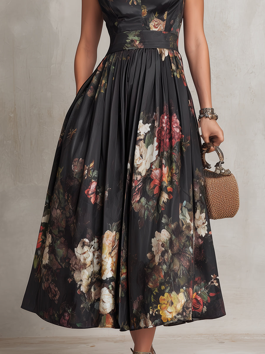 Vivienne - Floral Keyhole Midi Dress
