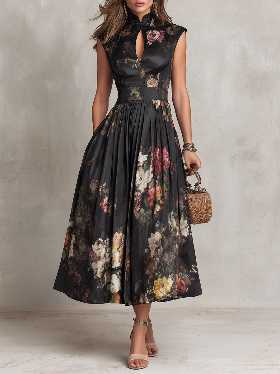Vivienne - Floral Keyhole Midi Dress