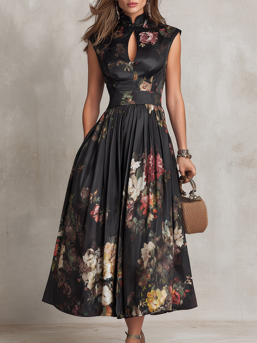 Vivienne - Floral Keyhole Midi Dress