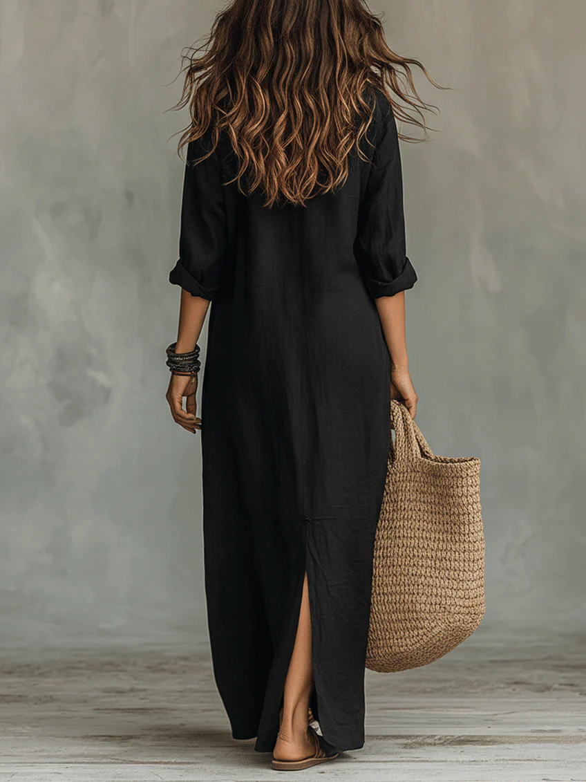 Margot - Relaxed Collared Shirt Maxi Dress