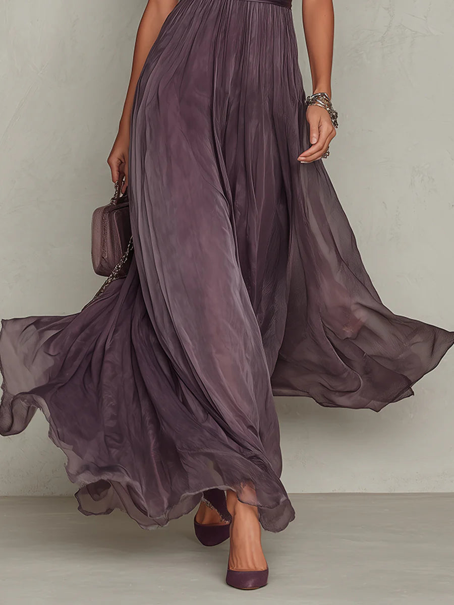 Matilda - Lace Trim Keyhole Maxi Dress
